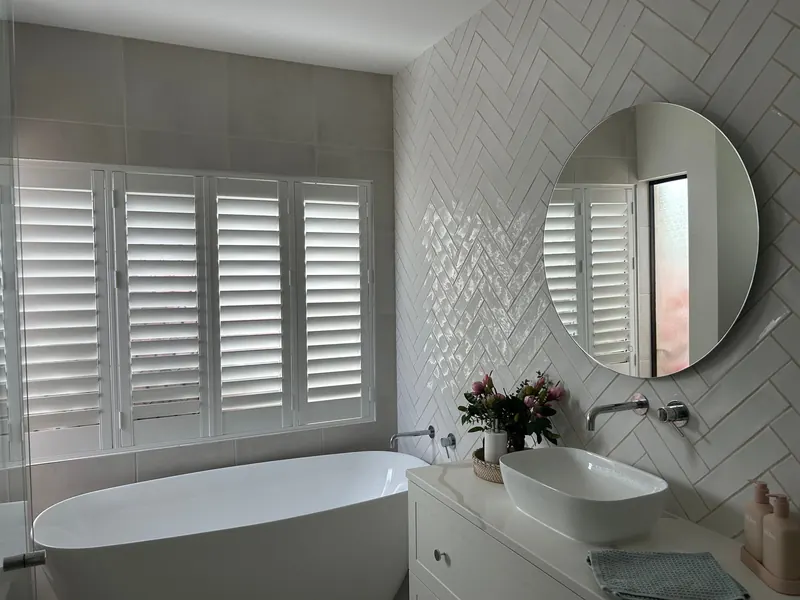 Plantation shutters, bathroom