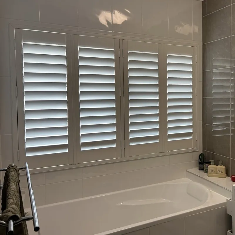 Plantation shutters, bathrooms
