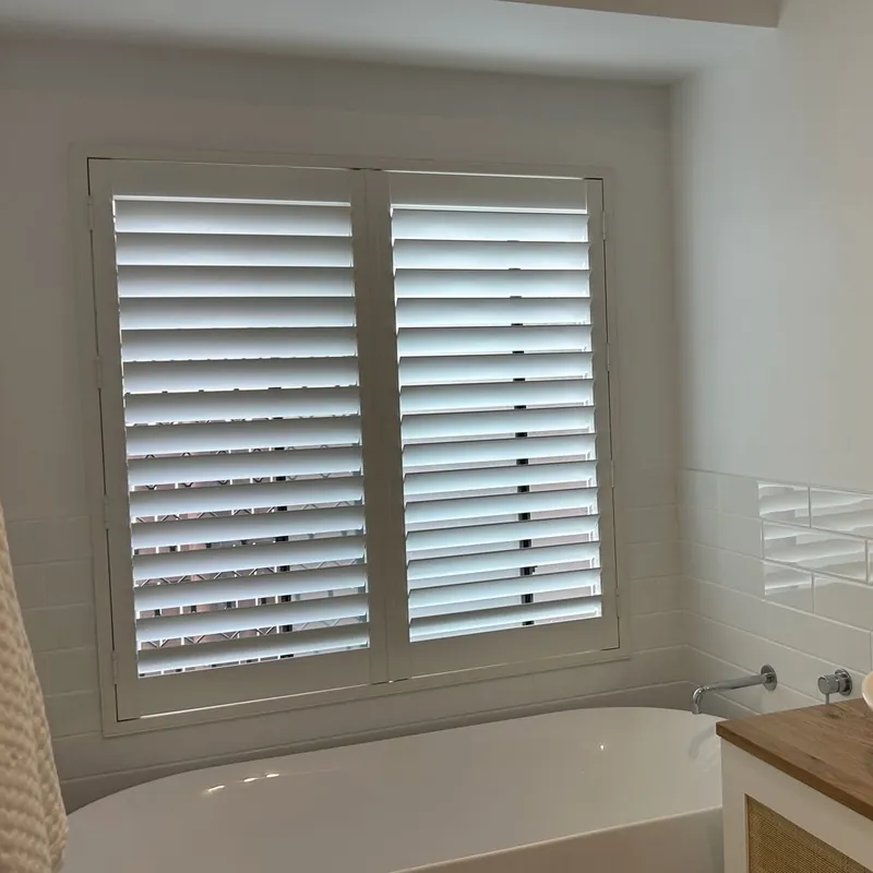 Plantation shutters in an ensuite
