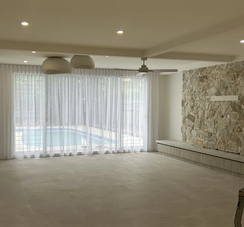 S-Fold sheers, living room