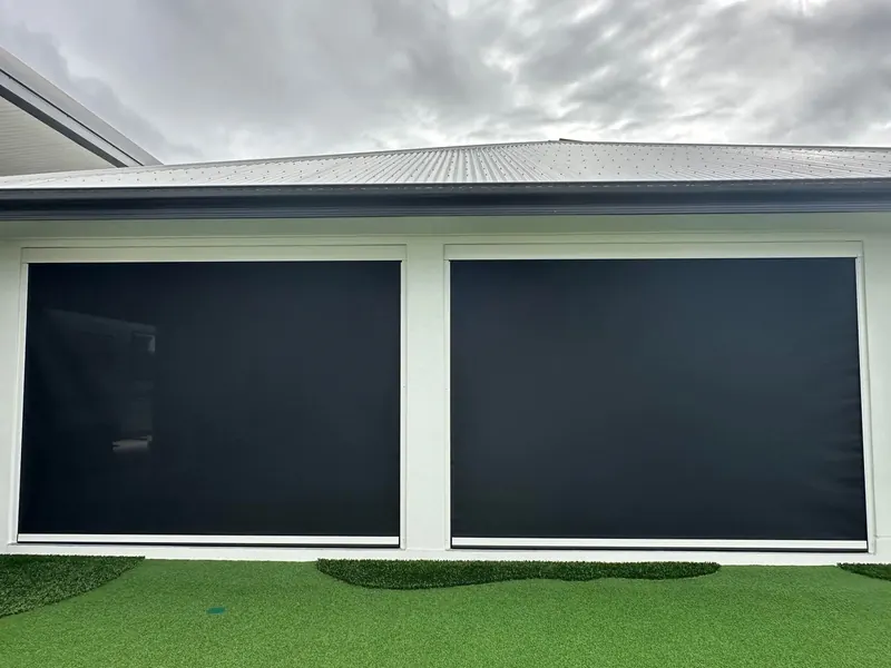 Zip-Screen outdoor blinds on a patio